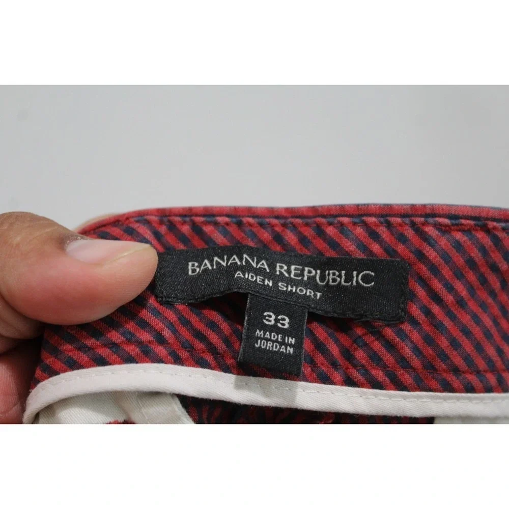 Banana Republic Men Red Black Striped Shorts Aiden Size 33
